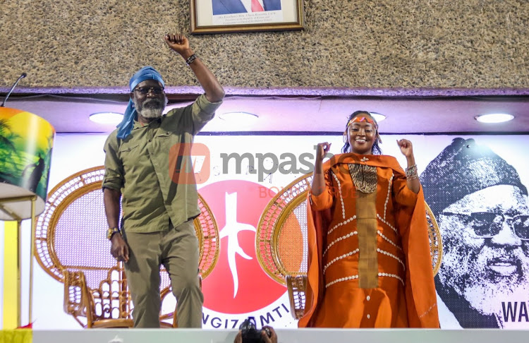 Roots party presidential candidate George Wajackoya and his running mate Justina Wamae at KICC ahead of party's menifesto launch on June 30, 2022