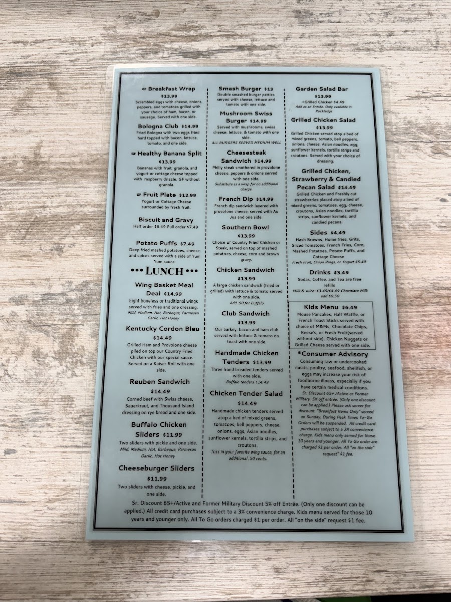 Merritt (My) Island Pancake House gluten-free menu