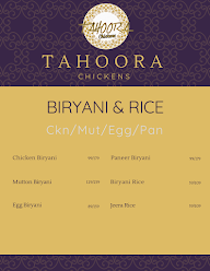 Tahoora Chickens menu 2