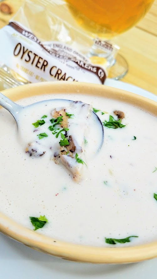 Of Roots and Blooms pops up every Wednesday at Bottles on Fremont and Sundays at Culmination Brewing offering rotating vegan delights. This Of Roots and Blooms vegan food example is their Vegan Oyster Stew with cashew potato cream and oyster mushrooms, served with oyster crackers