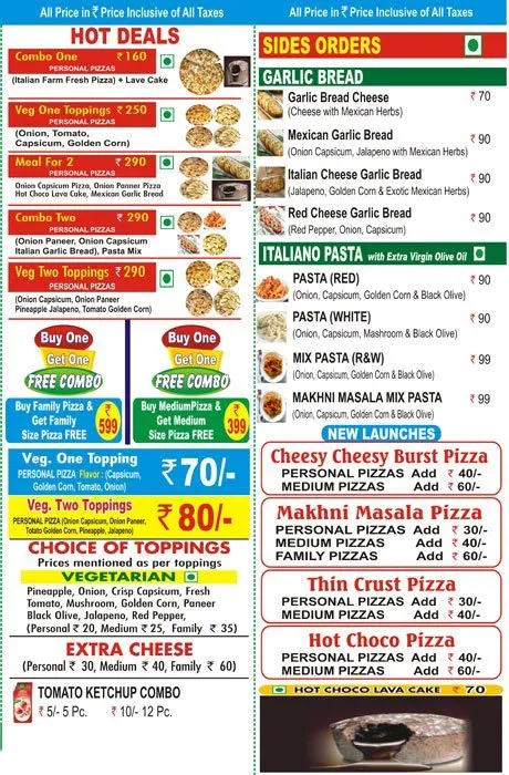 Pizzallo menu 