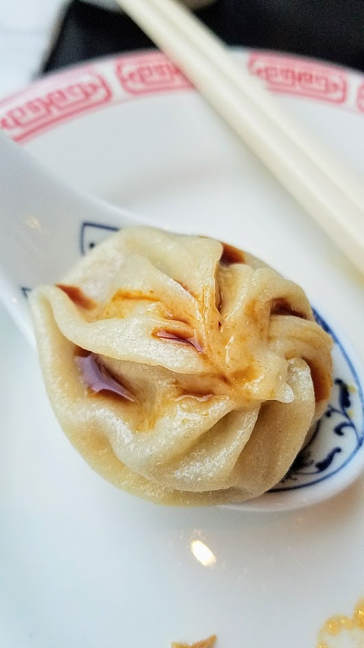 At XLB in Portland, Xiao Long Bao, the Shanghai Soup Dumplings with seasoned pork filling with ginger and garlic mixed with pork stock that is wrapped in dough