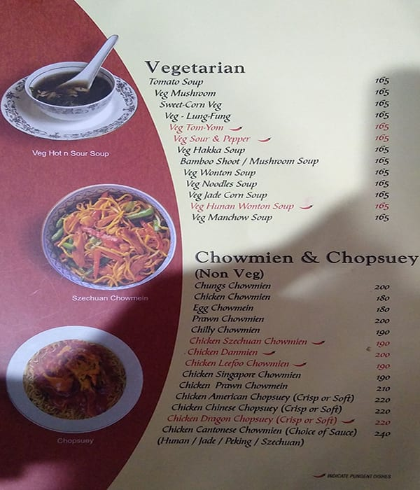 Chungs Chinese Corner Restaurant menu 