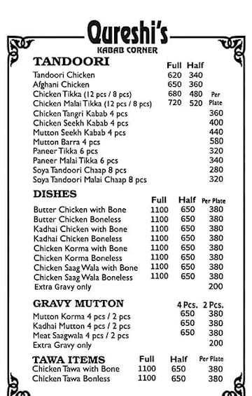 Qureshis Kabab Corner menu 