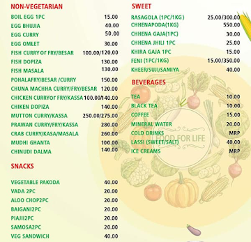 Yatris ODN Cafeteria menu 