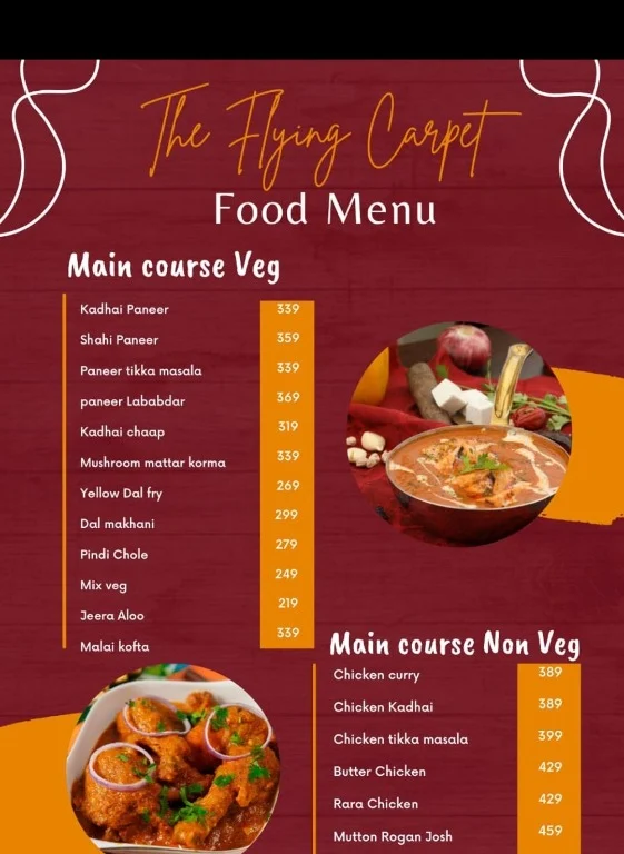 The Flying Carpet menu 