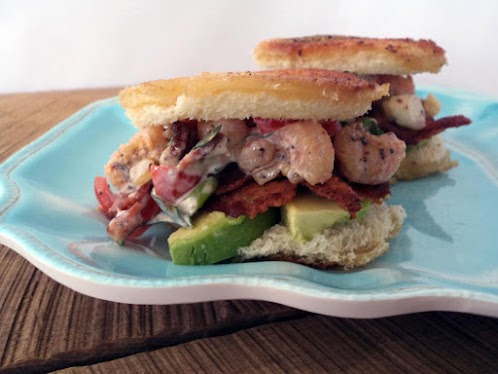 Bacon Shrimp & Tomato Salad on Garlic Bacon Toast