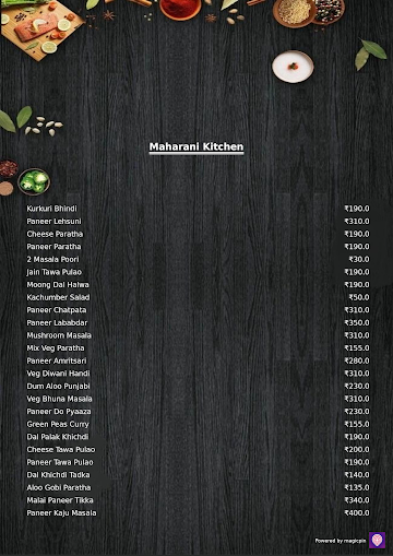 Maharani Kitchen menu 
