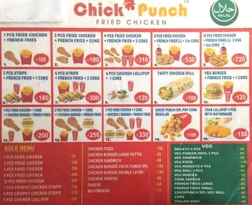 Chick Punch menu 