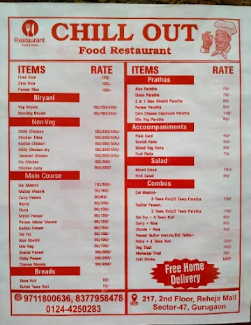 Chill Out Food Restaurant menu 