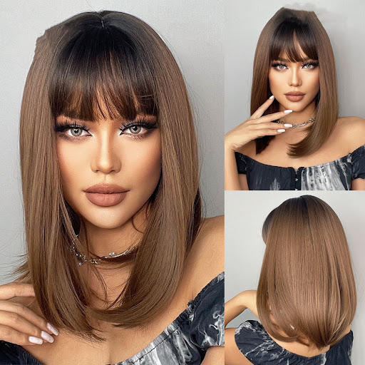 Title 1, Womens Straight Bangs Short Hair Styling Wig C...