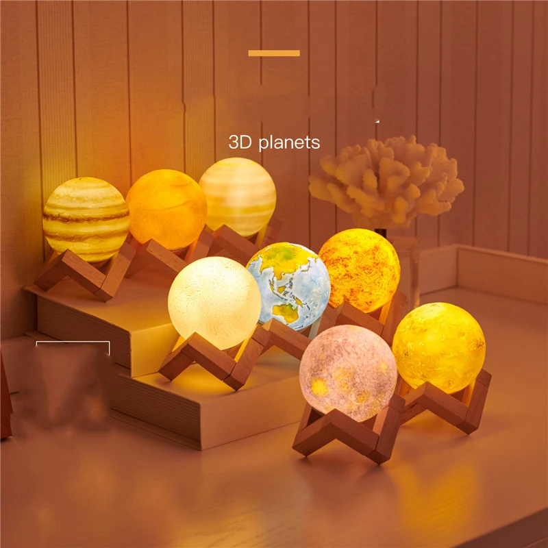 Acht planeten nachtlampje voor in de slaapkamer. Creëer een prachtige sterrenhemel en ontspan. Perfect cadeau voor kinderen en volwassenen.