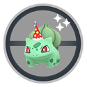 Imagen de Bulbasaur con gorrito de fiesta: con ícono variocolor