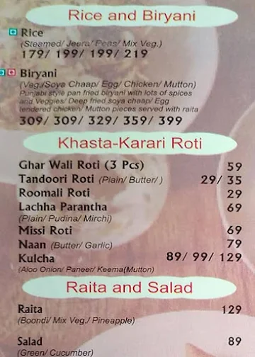 The Tandoori Tales menu 