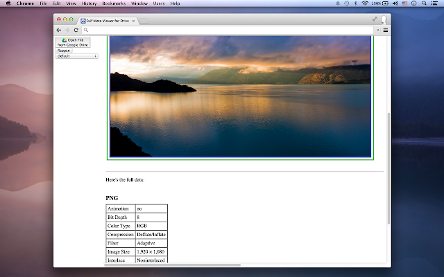 Screenshot of Exif Meta Viewer for Drive