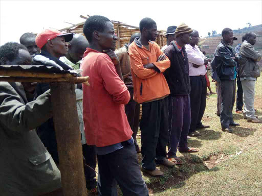 Residents of Sirai area in Mt Elgon at the scene of the killing of six people on February 19, 2018. /JOHN NALIANYA