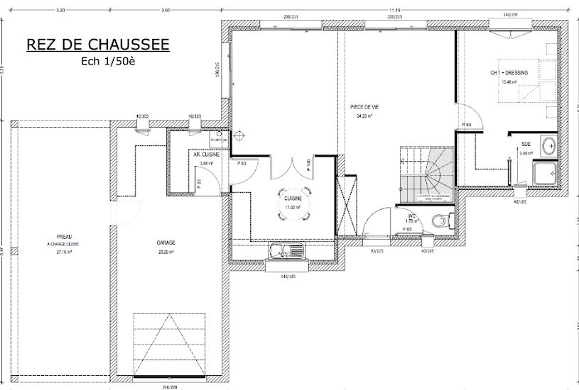  Vente Terrain + Maison - Terrain : 750m² - Maison : 110m² à La Ferrière (85280) 