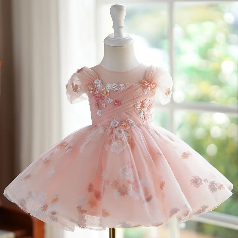 Vestido Princesa Infantil Aniversário Pequena Anfitriã Apresentação Piano Fantasia Perfeita para Festas e Performances