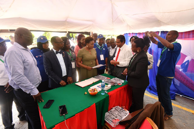 Health CS Susan Wafula in Mombasa during the 13th Association of Medical Engineering of Kenya (AMEK) Scientific Conference and Exhibition on Wednesday, December 7.