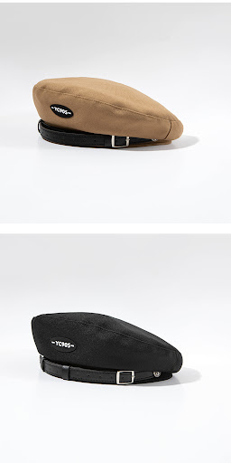 Title 4, Japanese-Style Retro Metal Leather Ring Beret f...