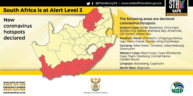 New Covid-19 hotspots have been declared in SA.