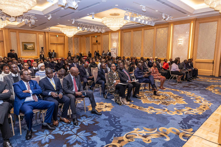 President William Ruto engages Kenyan diaspora in Tokyo during an engagement on February 7, 2024.