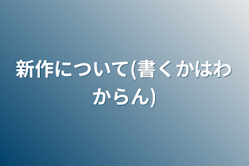 新作について(書くかはわからん)