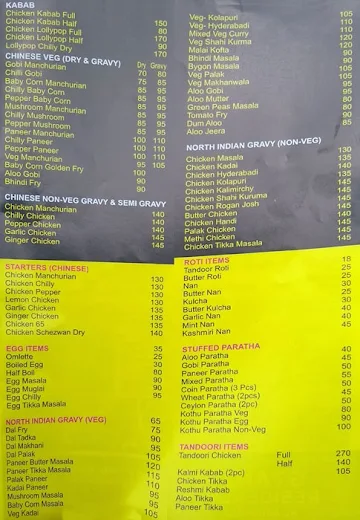 Treat Restaurant menu 