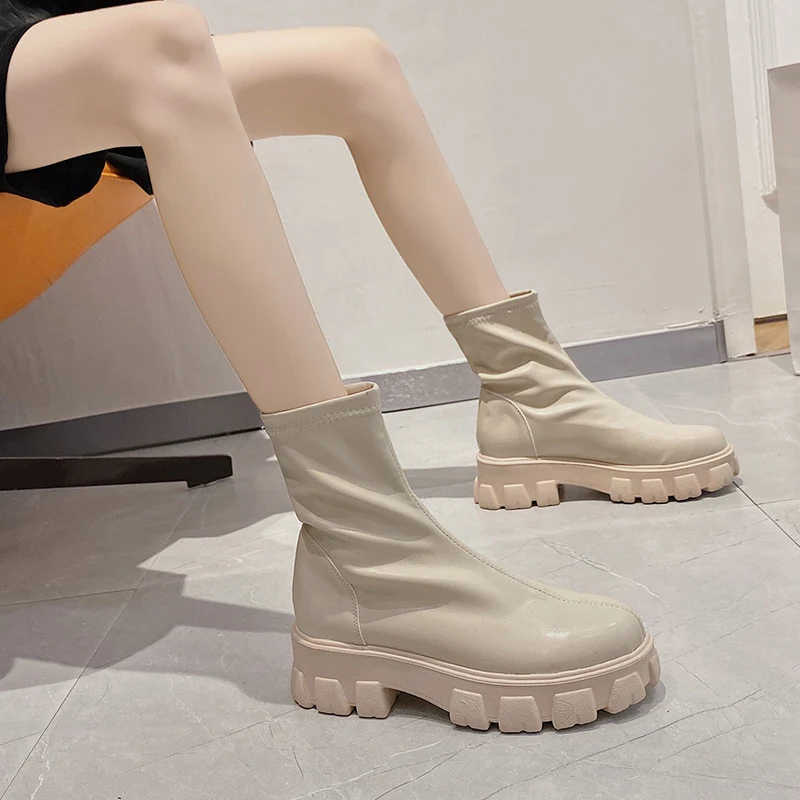 Dames Enkellaarzen Britse Stijl Dikke Hak Martin Boots voor een Modieuze Uitstraling en Optimaal Comfort, Perfect voor Dagelijks Gebruik