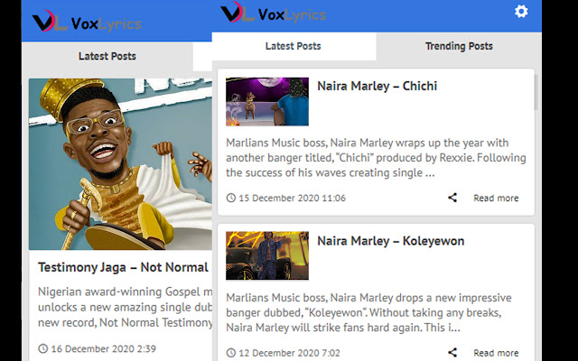 VoxLyrics chrome extension