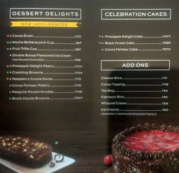 Cafe Coffee Day menu 