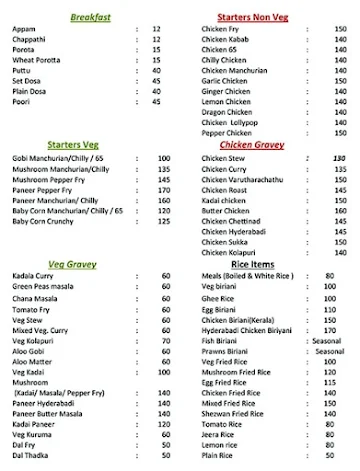 Flavours Hut menu 