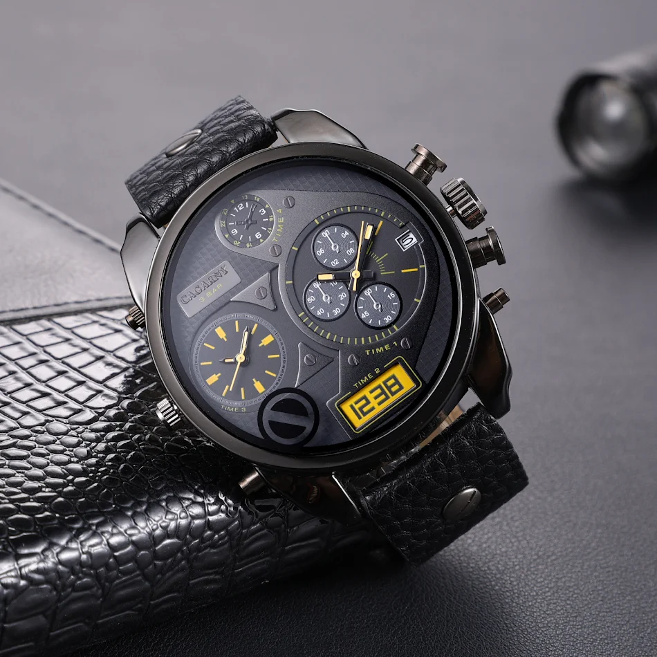 Reloj de cuarzo para hombre con doble inserción, moda casual para un estilo diario elegante y funcional, perfecto para cualquier ocasión.