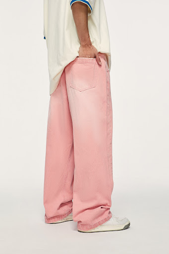 Title 8, Mens Color Macaron Street Wash Wide Leg Jeans ...