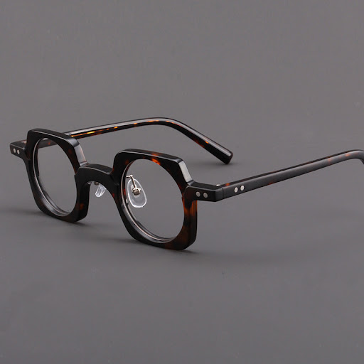 Title 6, Retro Plate Frame Glasses with Plain Light Mirr...