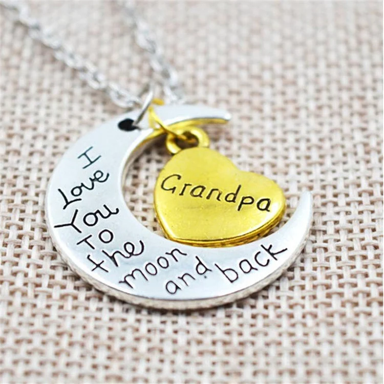 Family member moon heart necklace