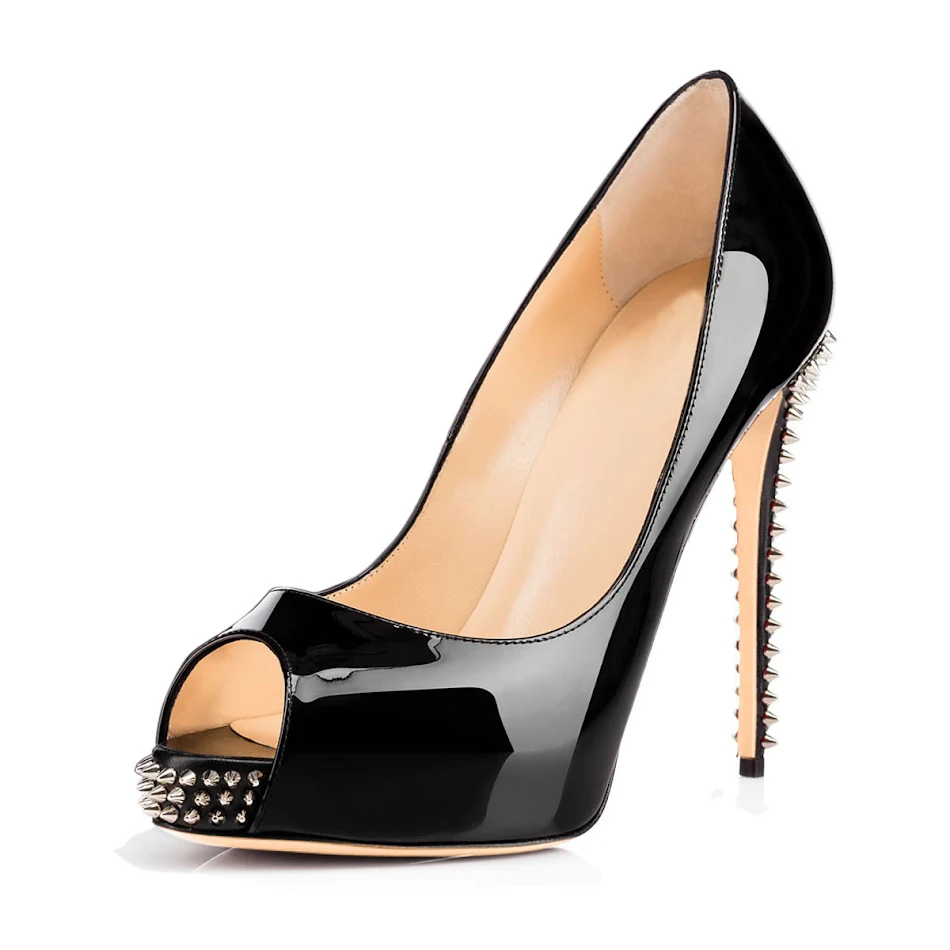 Zapatos de tacón alto con plataforma y remaches elegantes para mujer, ideales para un look moderno y sofisticado. Eleva tu estilo.