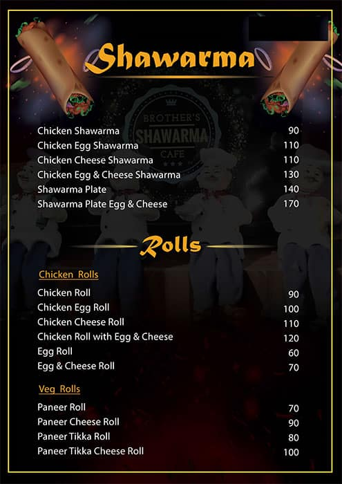 Brothers Shawarma Cafe menu 