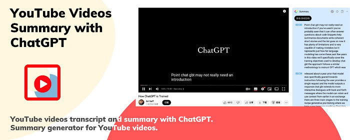 YouTube Videos Summary with ChatGPT marquee promo image