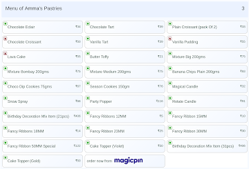 Amma's Pastries menu 