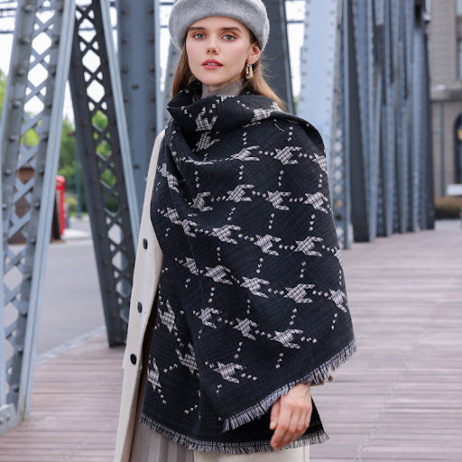Title 7, Womens Fashion Printed Houndstooth Warm Scarf