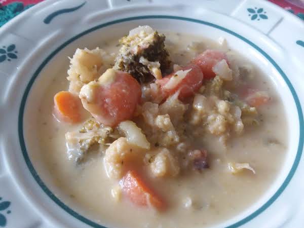 Broccoli, Cauliflower, Carrot Soup With Ham_image