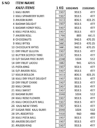 Potghaal Sweets menu 2