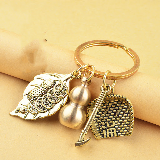 Title 19, Pure Brass Small Gourd Key Pendant for Men, Luc...