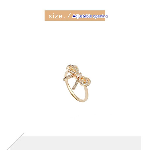 Title 1, Graceful Personality Full Diamond Bow Ring. Rad...