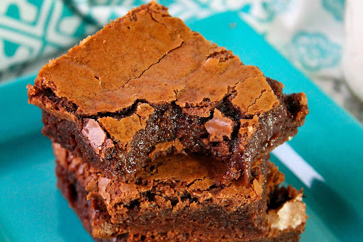 Nutella brownies with a bite taken out of a brownie.