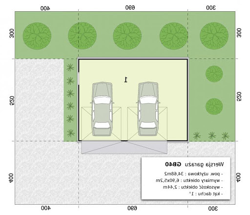 GB40 Garaż Blaszany Dwustanowiskowy - Rzut garażu