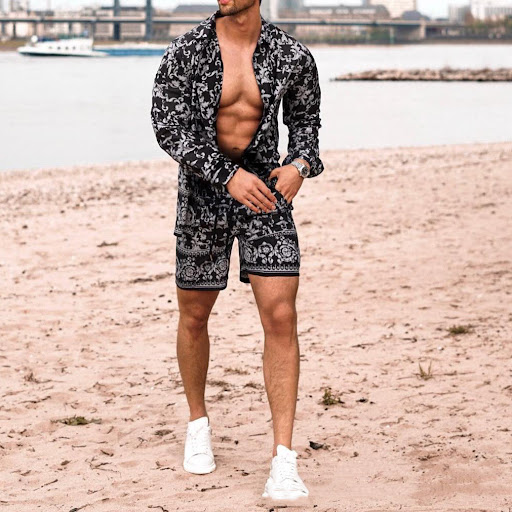 Title 6, Long Sleeve Shirt Shorts Beach Casual Suit – A ...