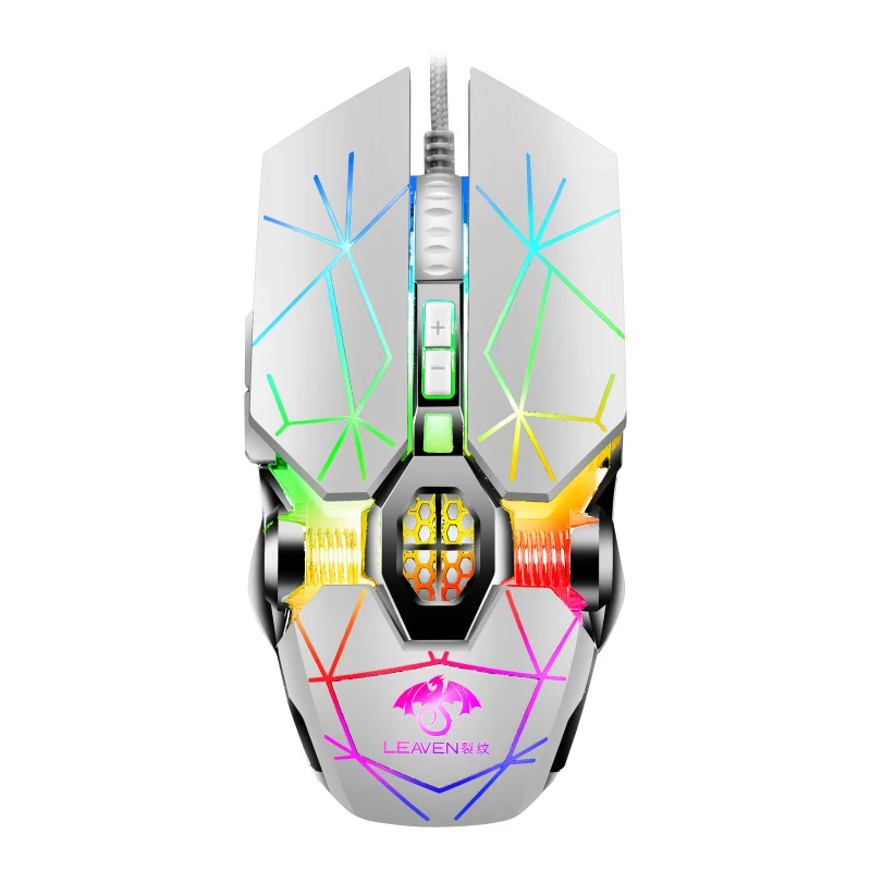 Title 7, Mouse mecânico RGB luminoso com fio USB para es...