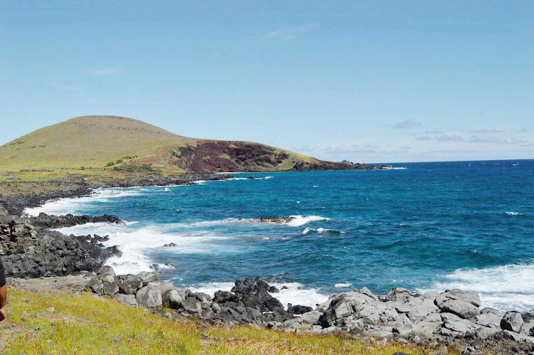 An inlet shows off some of Easter Island's natural beauty. 